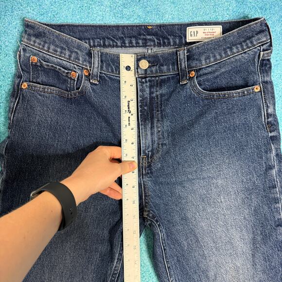 GAP Women’s Y2K Straight Leg Jeans Sz 31/12 Long High Rise 90s Style Dark Indigo - Picture 6 of 16